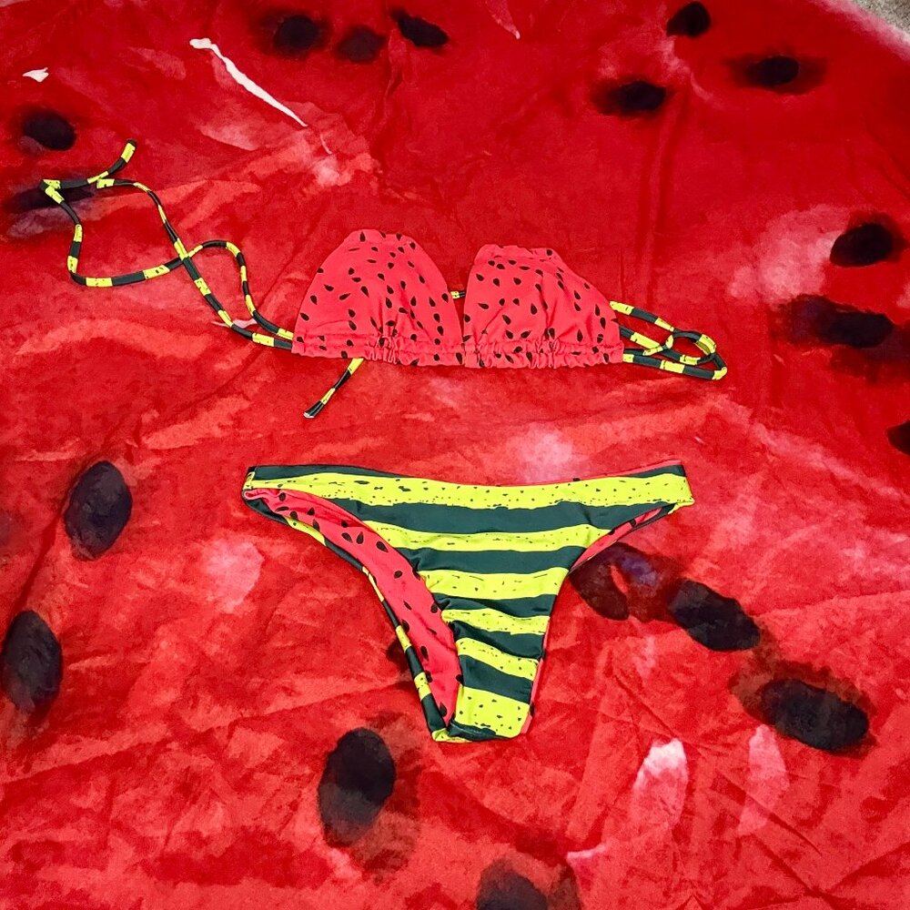 Watermelon Print Bikini & Beach Blanket